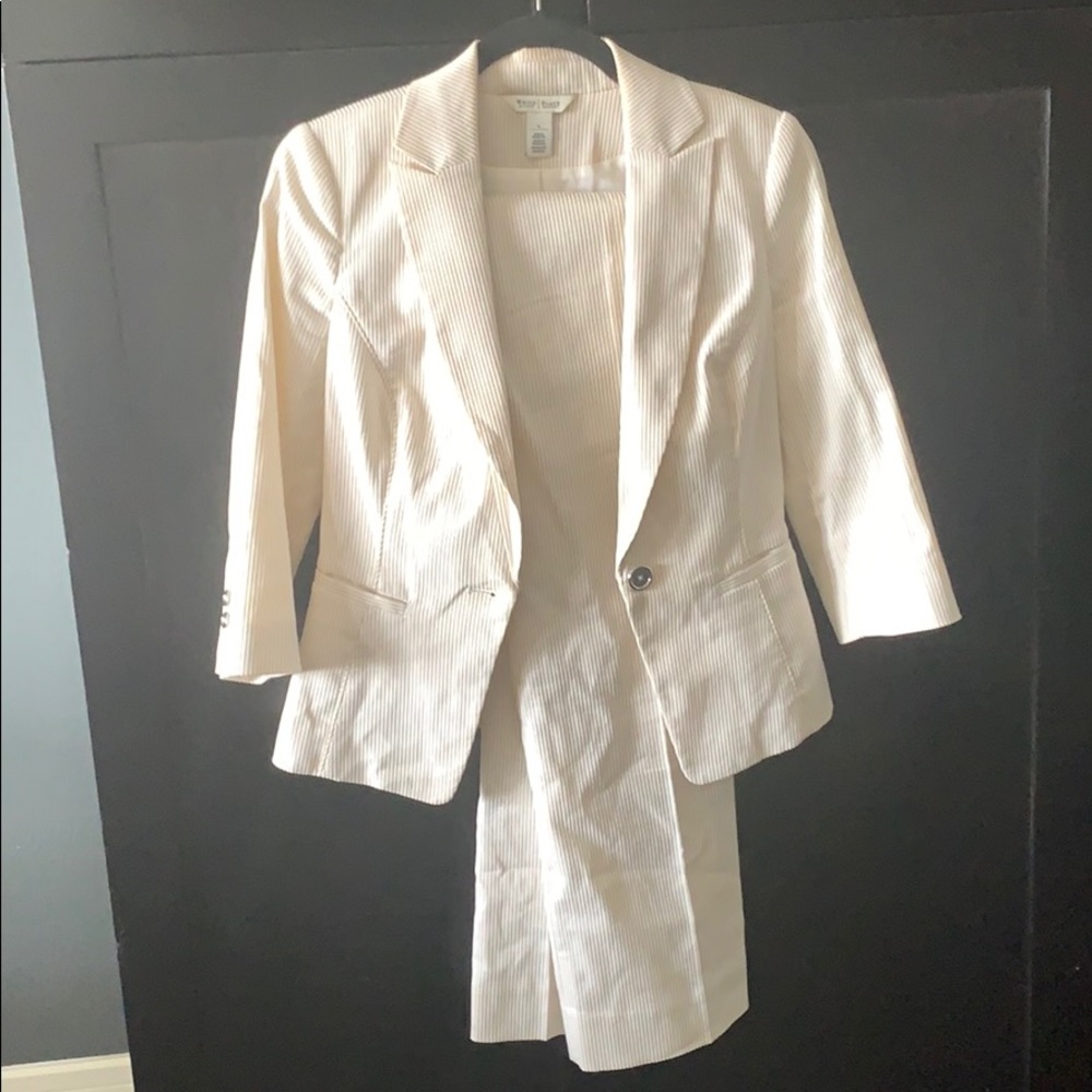 Beige and White Pinstripe suite set